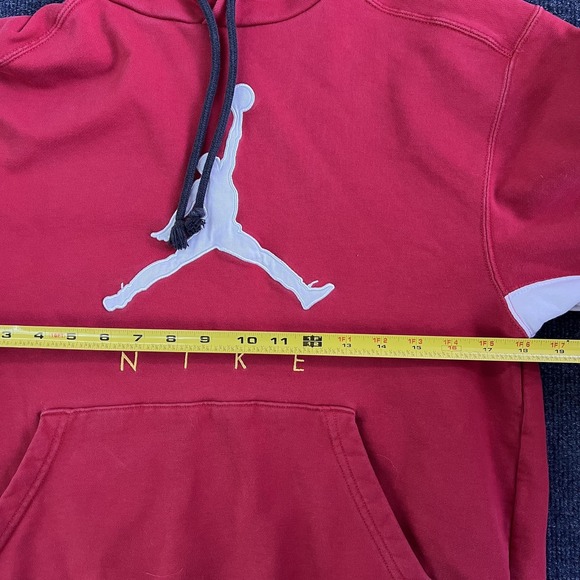 Jordan Hoodie Mens Small Red Fleece Pullover Jumpman Nike Graphic Sweatshirt - Picture 9 of 12